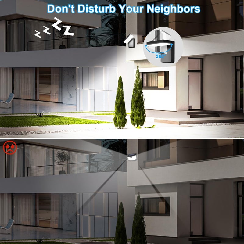 LEDMO 60W LED Outdoor Wall Light 350° Horizontal/180° Vertical LED Exterior Wall Lights Modern Neighbor Friendly Adjustable Exterior Flood Lighting 5000k 6000lm IP66 for Upper Areas Yard Porch - Image 4